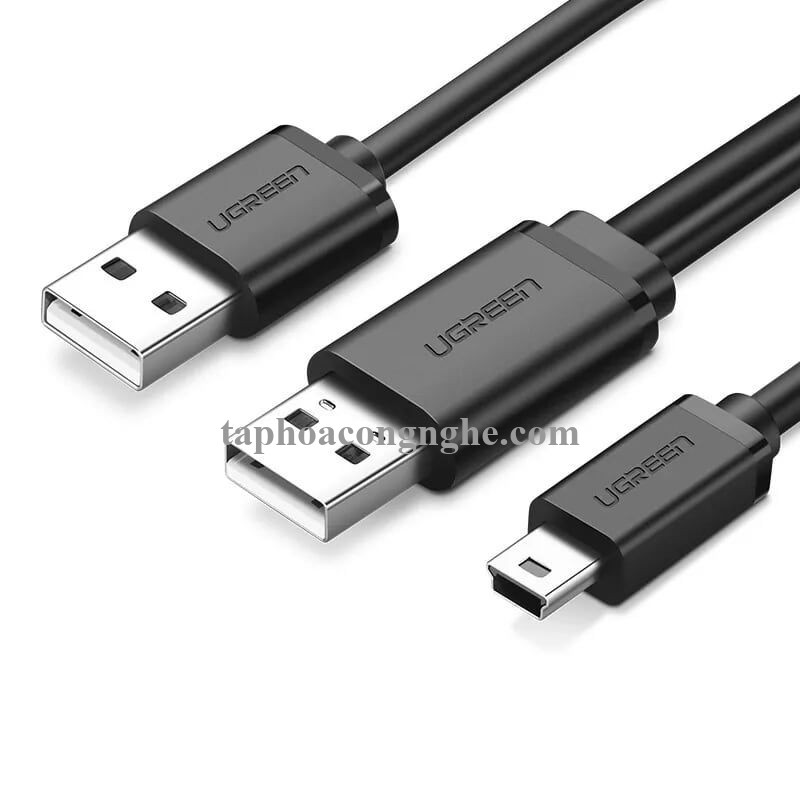 Ugreen 10346 0.5M màu Đen Cáp sạc truyền dữ liệu USB 2.0 sang MICRO USB có trợ nguồn USB US107 30010346